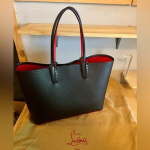 Christian Louboutin Large Cabata Tote Grained Leather with Leashed Zip Pouch Bag